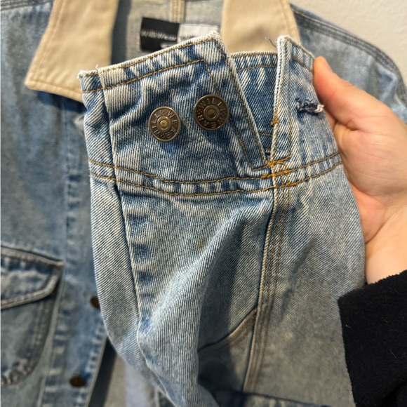 Vintage WilliWear Sport Denim Distressed Cropped Jacket with Corduroy Collar - Picture 7 of 12
